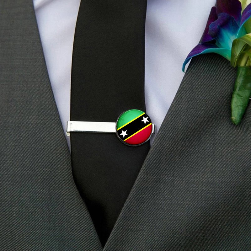 60 Models Saint Kitts and Nevis Flag Map Pendant Key Chain Ring Cuff Link Tie Clip Necklace Bracelet Earrings Jewelry Set