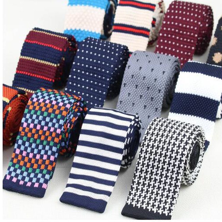 Knitted Coral Tie Krawatte Seide Mens Striped Knitted Necktie Knitted Ties Men Custom Logo polyester Knitted Tie