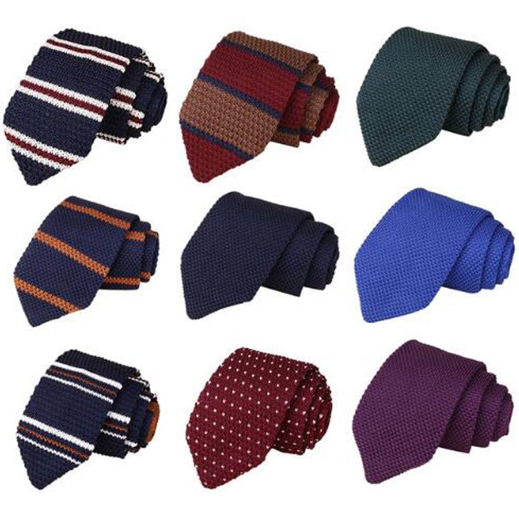 Knitted Coral Tie Krawatte Seide Mens Striped Knitted Necktie Knitted Ties Men Custom Logo polyester Knitted Tie