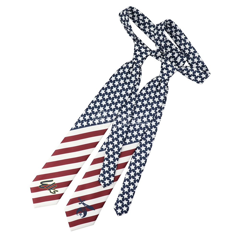 Custom Printed Necktie Black Gray Polyester Plain Mens Ties Bpoe Elks Club Fraternity Tie With Animals