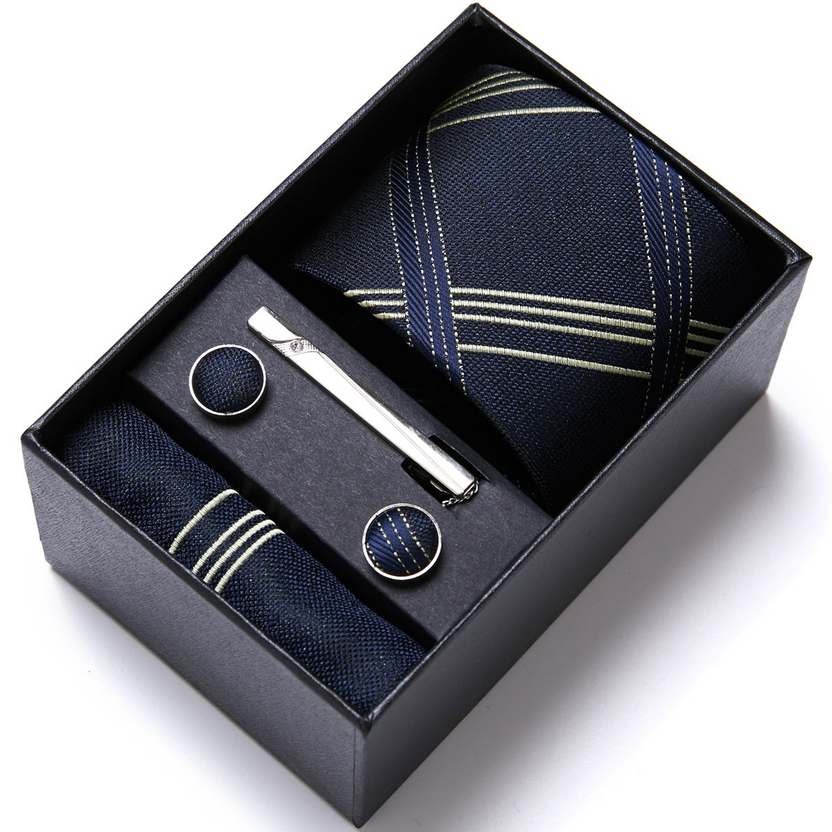 Luxurious Brand Tie Handkerchief Cufflink Set Necktie Box Suit Accessories Floral For Men Fit Business Birthday Gift