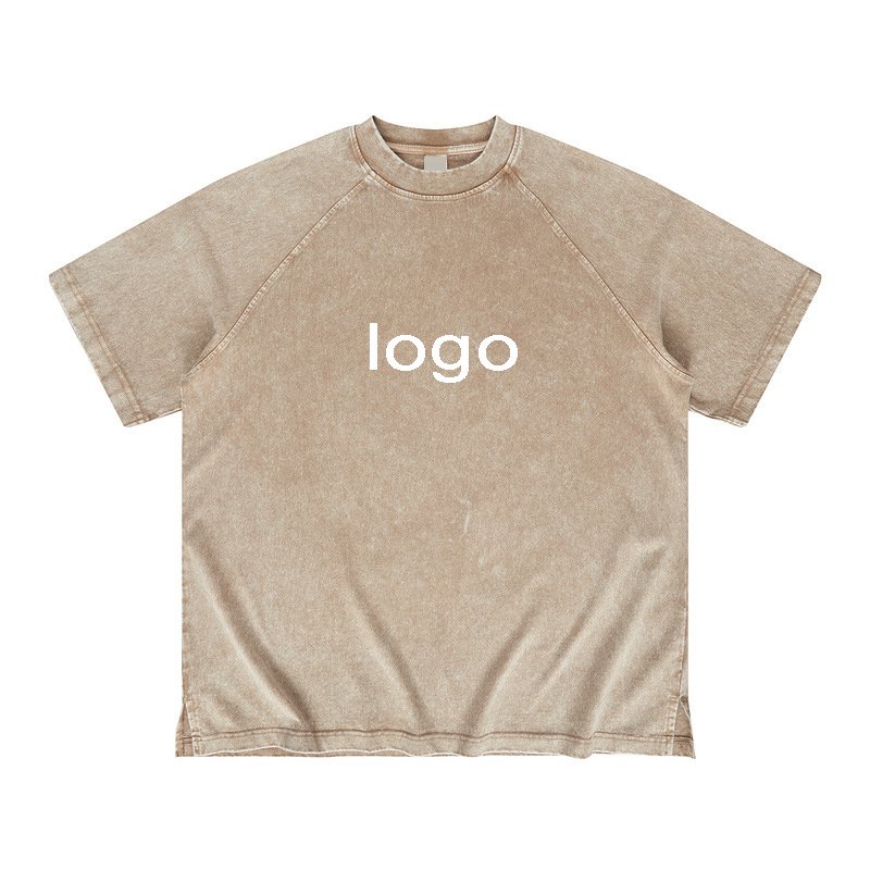 250Gsm Heavy Weight 100% Cotton Acid Wash Vintage Streetwear Shirt for Men Oversize Drop Shoulder Plain Custom Acid Wash T Shirt