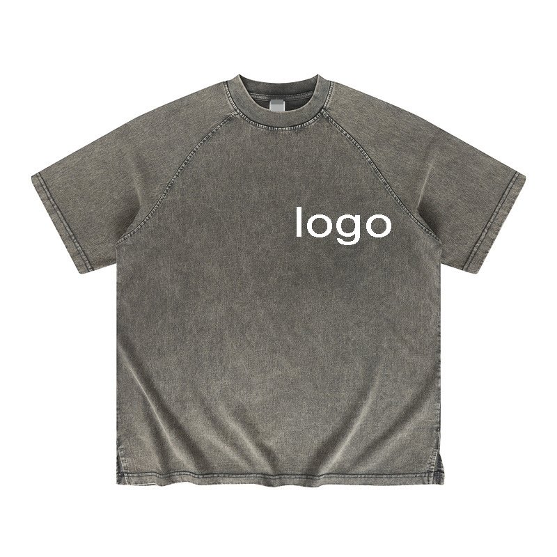 250Gsm Heavy Weight 100% Cotton Acid Wash Vintage Streetwear Shirt for Men Oversize Drop Shoulder Plain Custom Acid Wash T Shirt