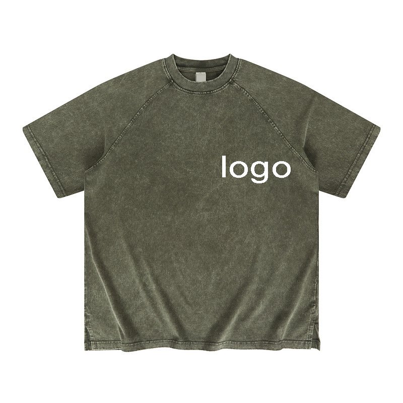 250Gsm Heavy Weight 100% Cotton Acid Wash Vintage Streetwear Shirt for Men Oversize Drop Shoulder Plain Custom Acid Wash T Shirt