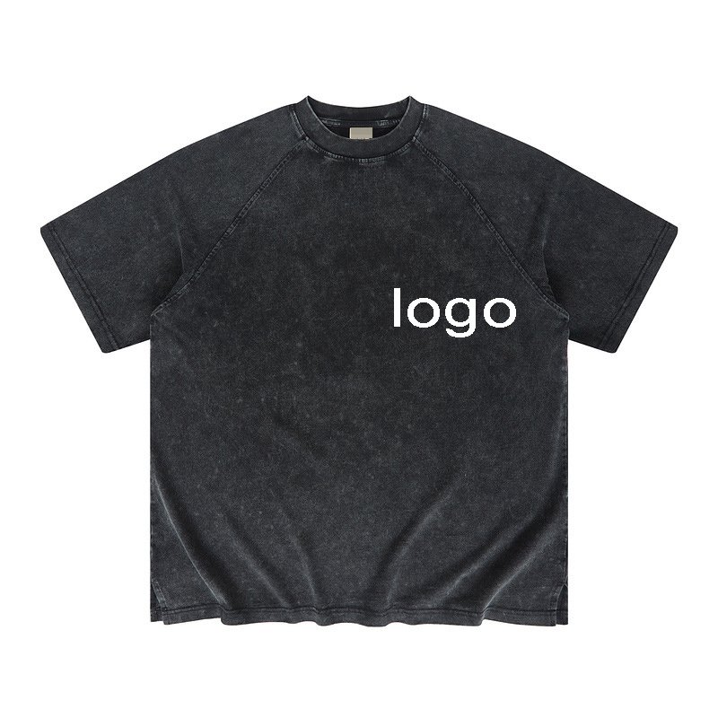 250Gsm Heavy Weight 100% Cotton Acid Wash Vintage Streetwear Shirt for Men Oversize Drop Shoulder Plain Custom Acid Wash T Shirt