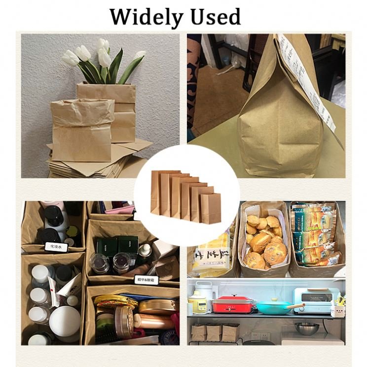Customized Logo Fast Food Takeout Bag Kraft Paper Bag Without Handle