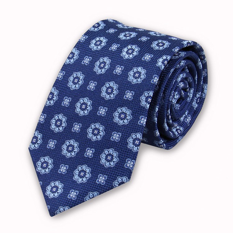 Wholesale custom logo men's silk tie blue striped design classic casual business silk tie for men