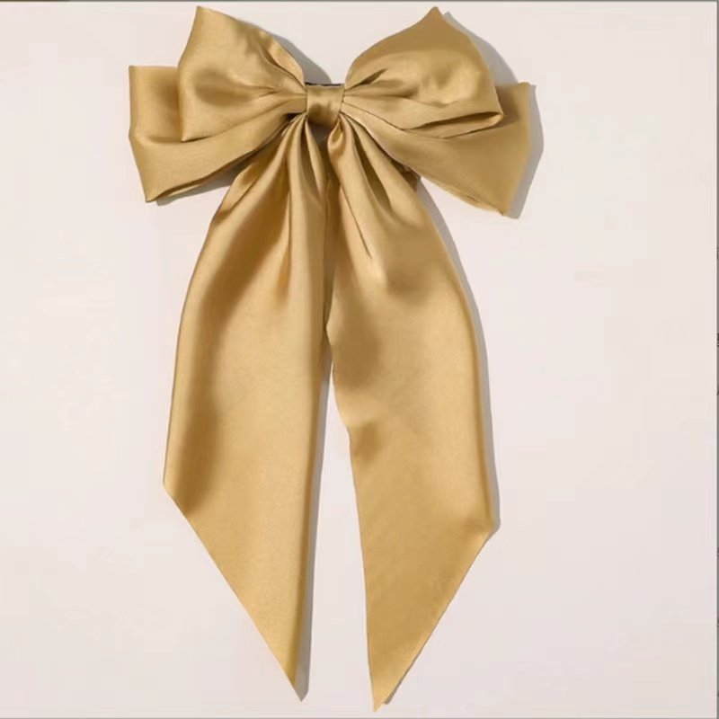 Hot selling Long satin butterfly streamer red hair clips back head temperament spring clip hair accessories For Women