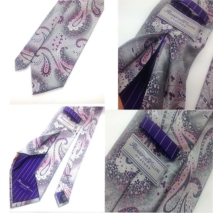 Jacquard woven silk no lining 7 fold necktie