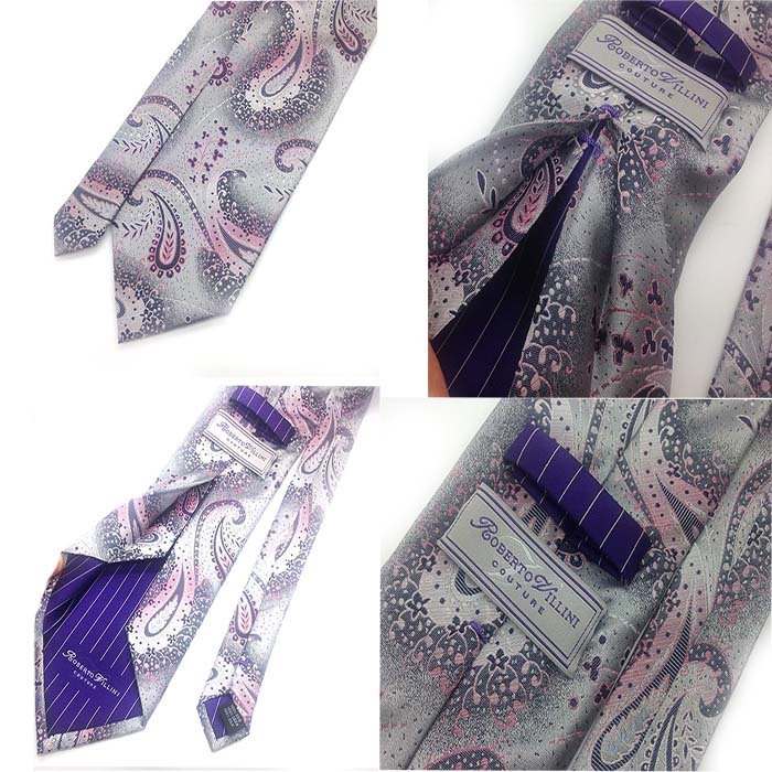 Jacquard woven silk no lining 7 fold necktie