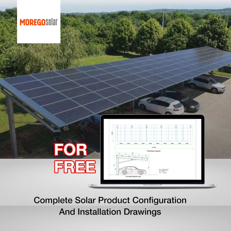 Moregosolar grid tie Home Solar System Renewable Energy Solutions Solar Carport Car Parking System 100KW 200KW power plant