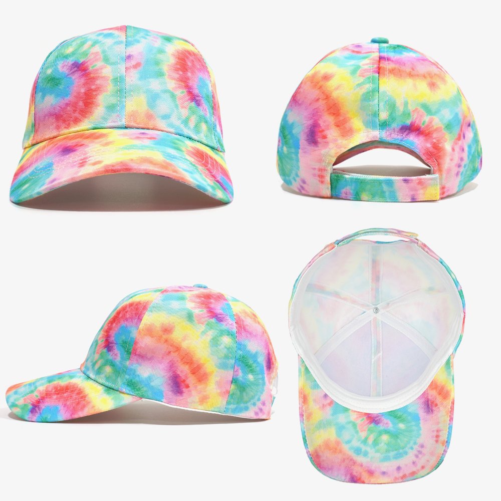 Wholesale Tie Dye Baseball Cap Custom Multiple Color Gorras Unisex Dad Hat Blank 6 Panel Printed Hat Sport Cap