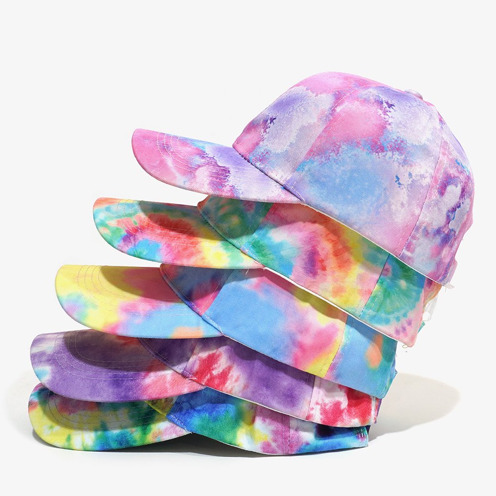 Wholesale Tie Dye Baseball Cap Custom Multiple Color Gorras Unisex Dad Hat Blank 6 Panel Printed Hat Sport Cap