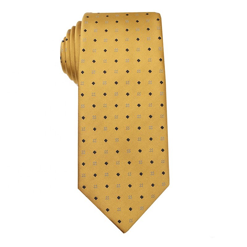 China Factory's Yellow Green Dots Polyester Tie High Quality High Visibility Ascot Ties For Men Various Beautiful Designs