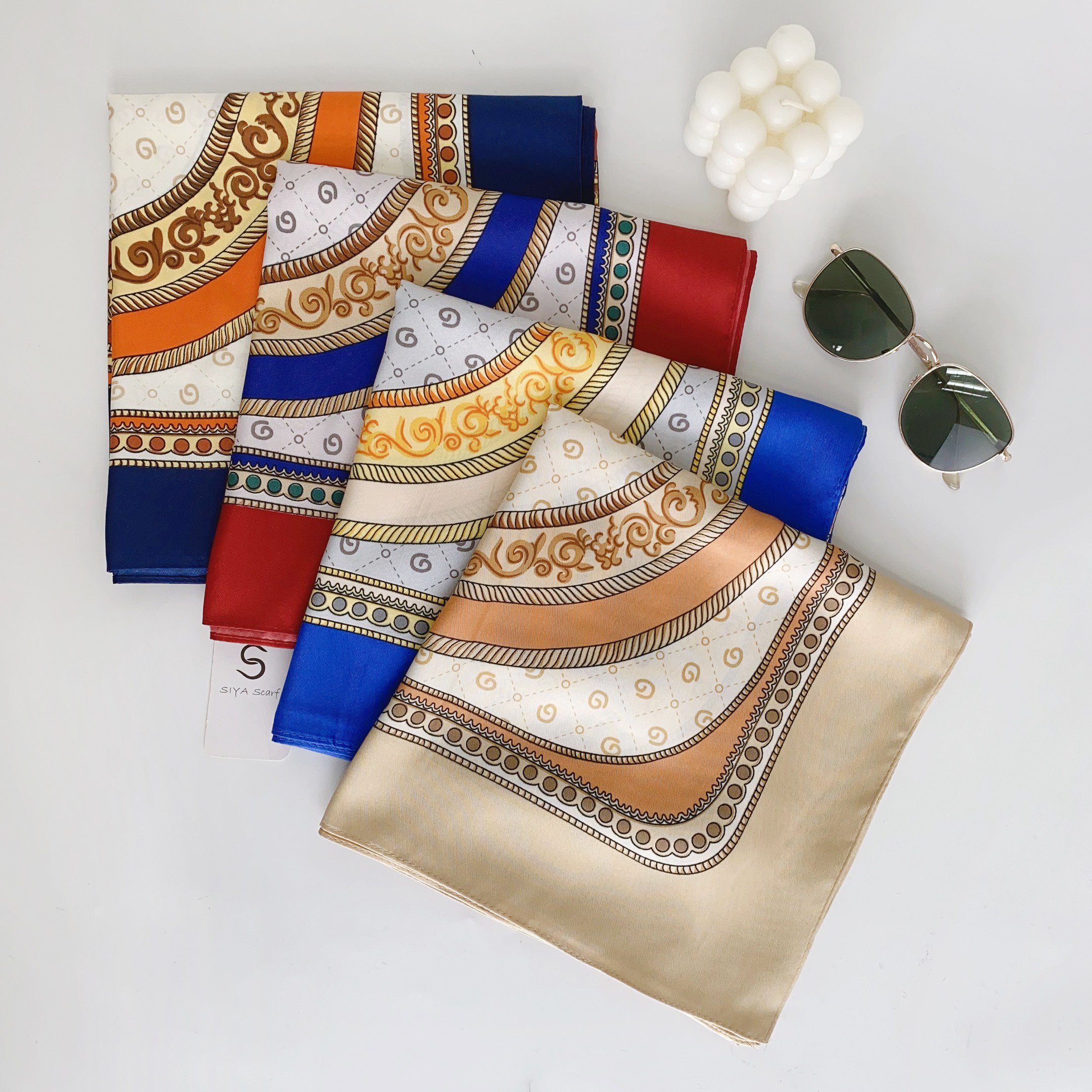 Newest Fashion 2024 Women 90*90CM Square Twill Silk Square Wrap Scarf Bandanas Ladies Neck Tie Large Square Scarves