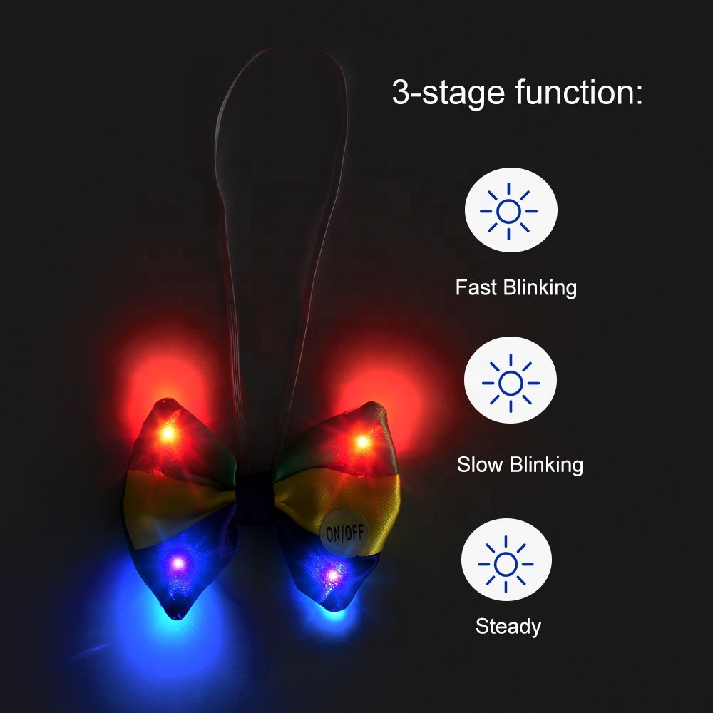 Wholesale Factory Custom Led Light Up Mardi Gras Butterfly Bow Tie Glow In The Dark Cosplay Party Suppliers