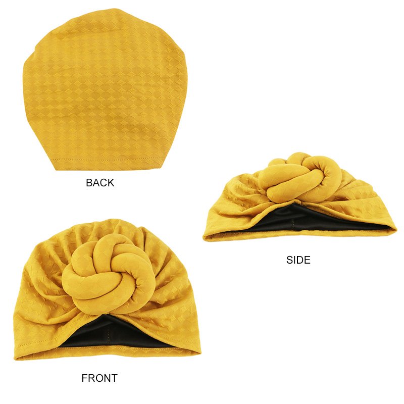 African Pattern Double Layer Knotted Head wraps for Women Satin Lined Pre-Knotted Beanie Hair Covers Turban