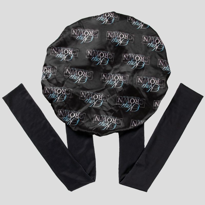 Wholesale Custom Digital Sublimation Print Logo Designer Sleeping Cap Silk Big Satin Hair Tie Bonnets with Drawstring