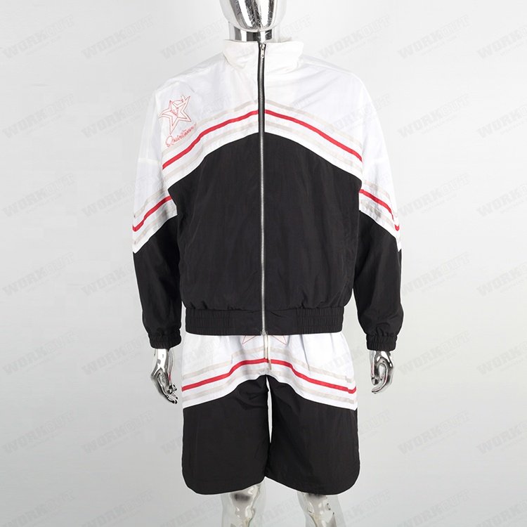 Custom logo polyester nylon light windbreaker men short tracksuit set men