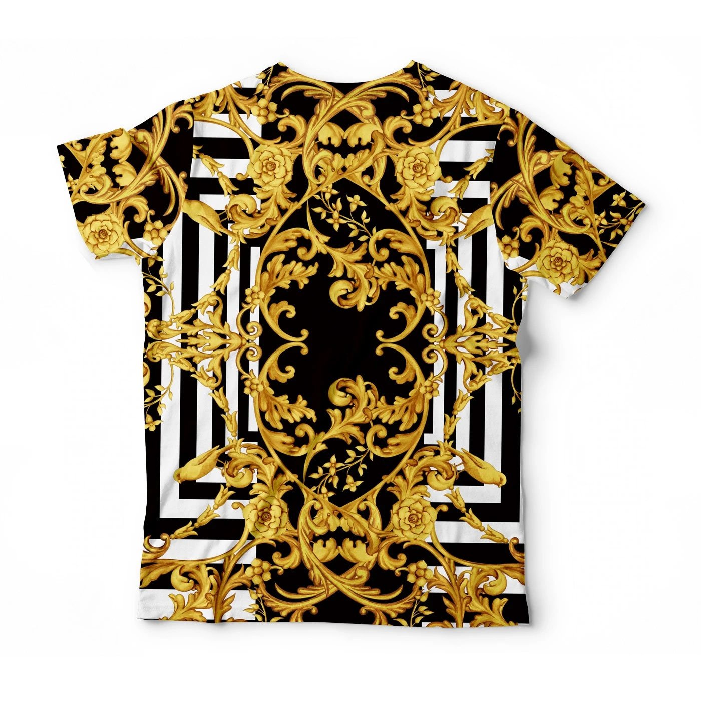 Custom Design Your Own Women White & Gold Sublimated Printed T-Shirt