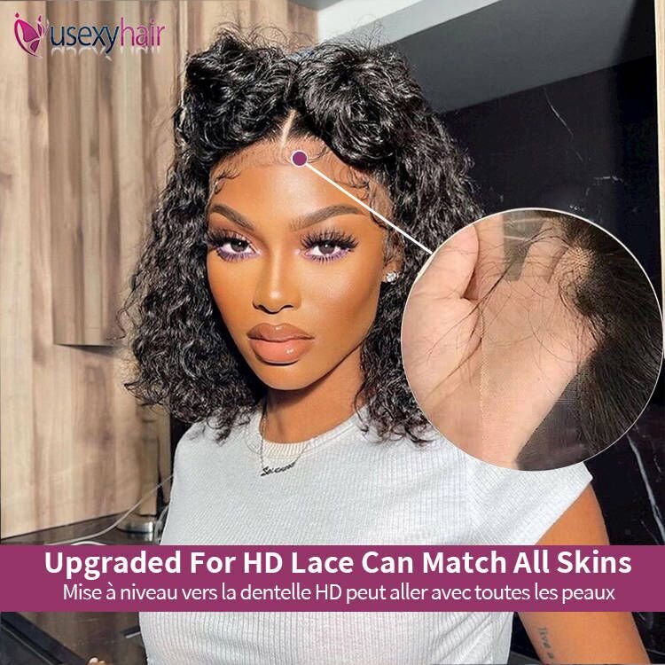 Cheap Human Hair Wigs For Black Women,HD Lace Front Wigs Human Hair,Deep Curly Short Bob Wigs Human Hair Lace Front Brazilian
