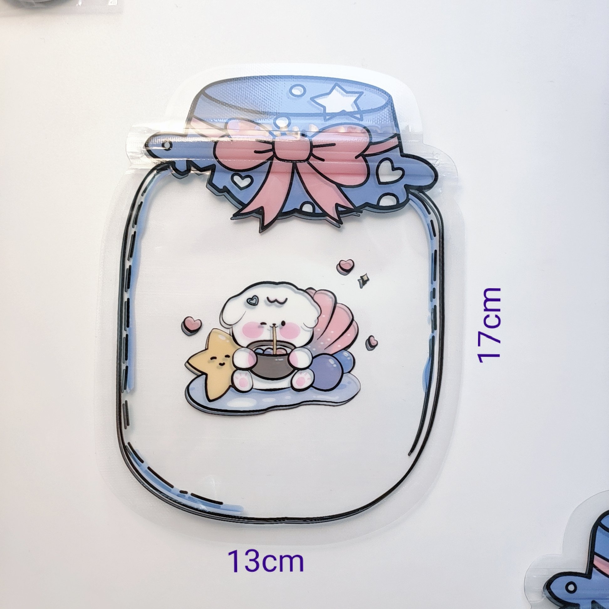 Cartoon Blue Rabbit Keychain Storage Cute Minimalist Plastic Zipper Bag Drifting Dream Bottle Hot Stamping Reusable Secure