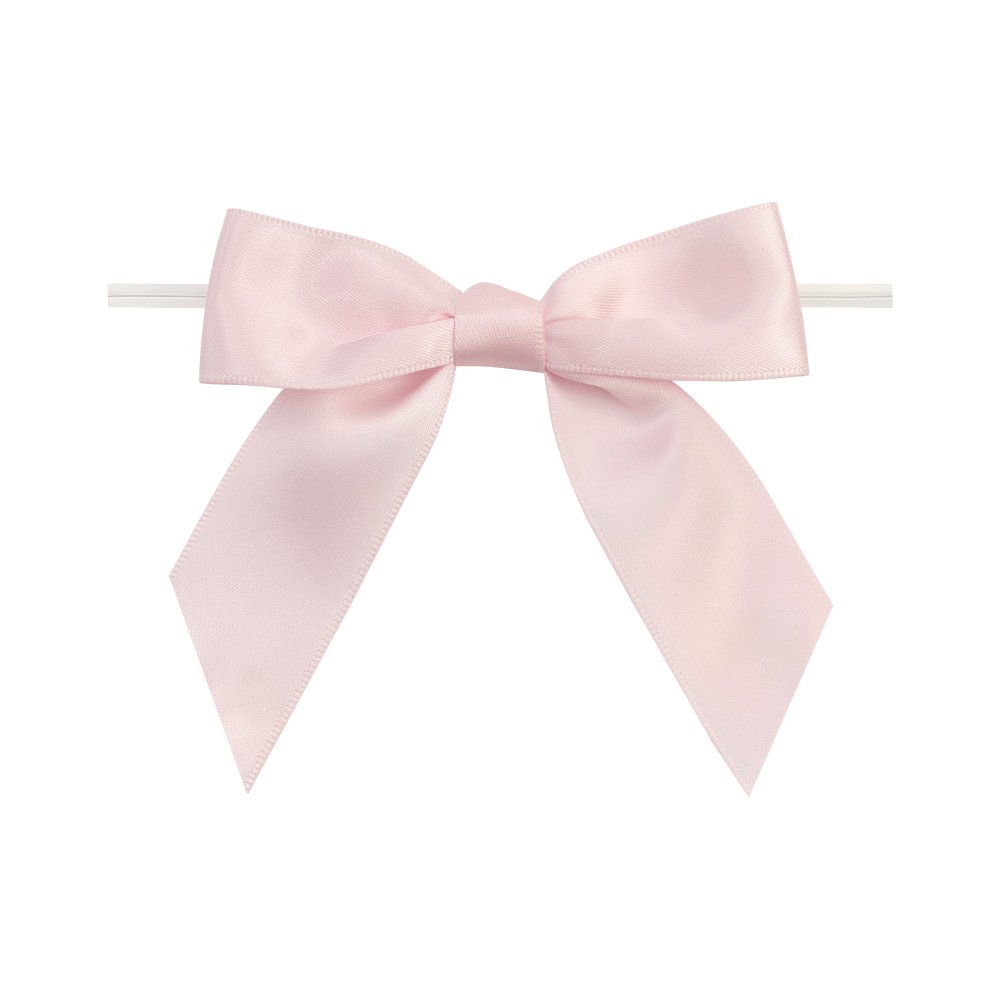 mini pre-tied christmas bows decorative 2.5" Pink pre-made satin ribbon bow with twist tie