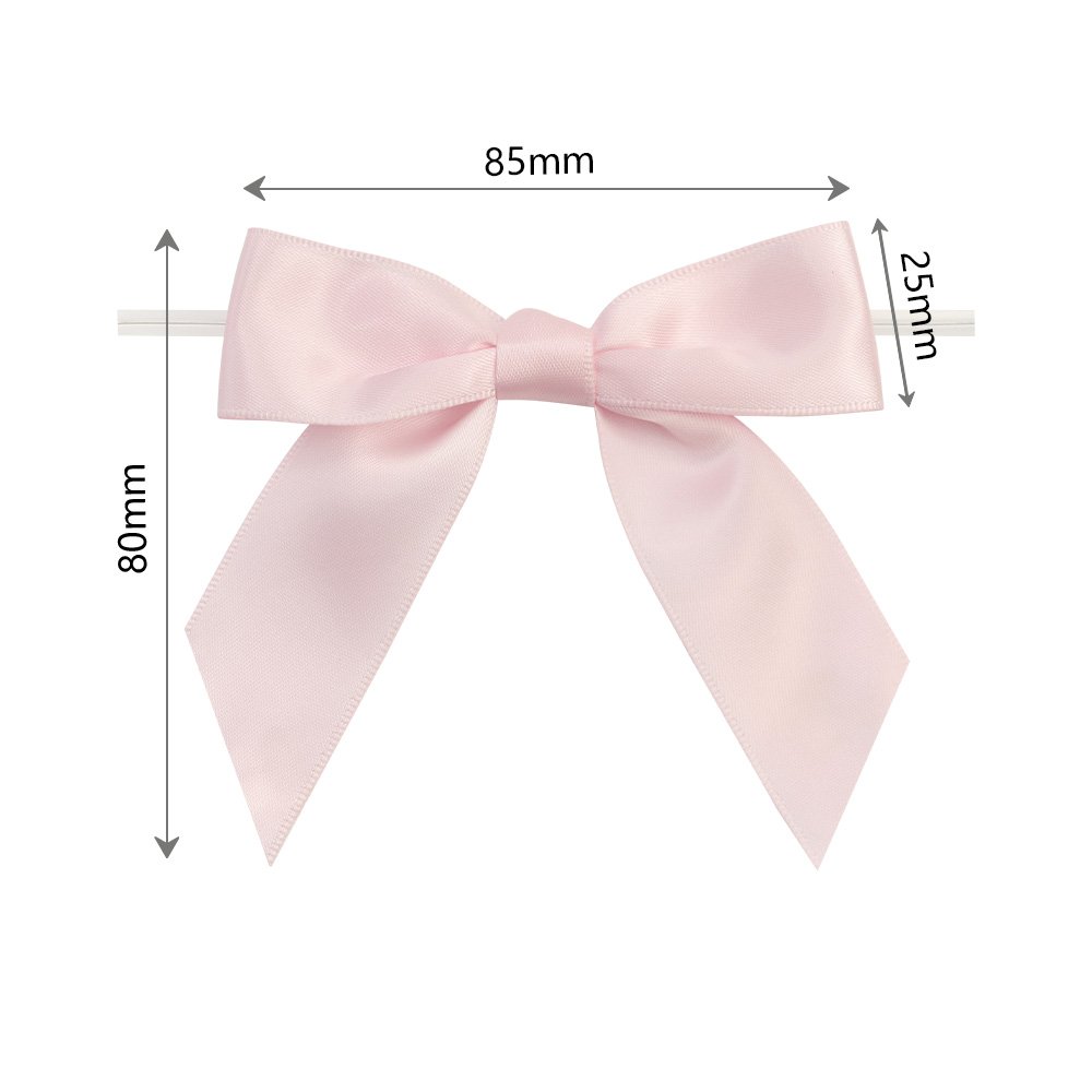 mini pre-tied christmas bows decorative 2.5" Pink pre-made satin ribbon bow with twist tie