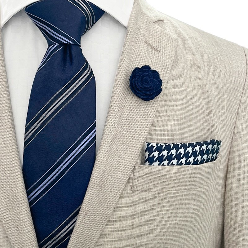 Fashion gravata de seda chinesa business blue tie set necktie set men tie silk ties lapel pins neckties and pocket square set