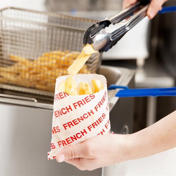 Wholesale Custom Printed Mini Flat Bottom Kraft French Fries Fry Chips Packaging Waxed Lined Chicken Popcorn Paper Bag For Food