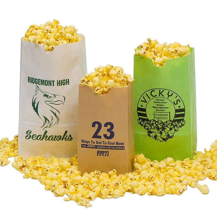 Wholesale Custom Printed Mini Flat Bottom Kraft French Fries Fry Chips Packaging Waxed Lined Chicken Popcorn Paper Bag For Food