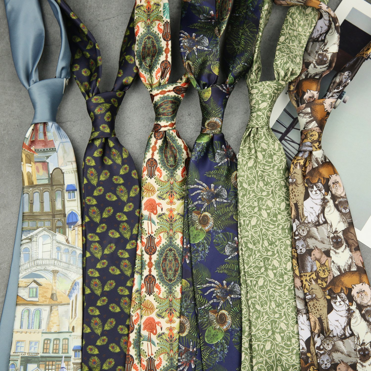 Hand Printed Novelty Male Skinny Men Ties Screen Printing Necktie for Formal Occasion
