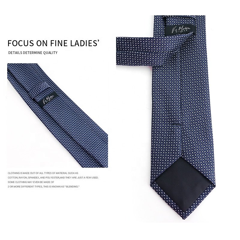 High quality fashionable navy blue and black ties for men, checkered ties, office gift, dot 100% polyester men's luxury ties