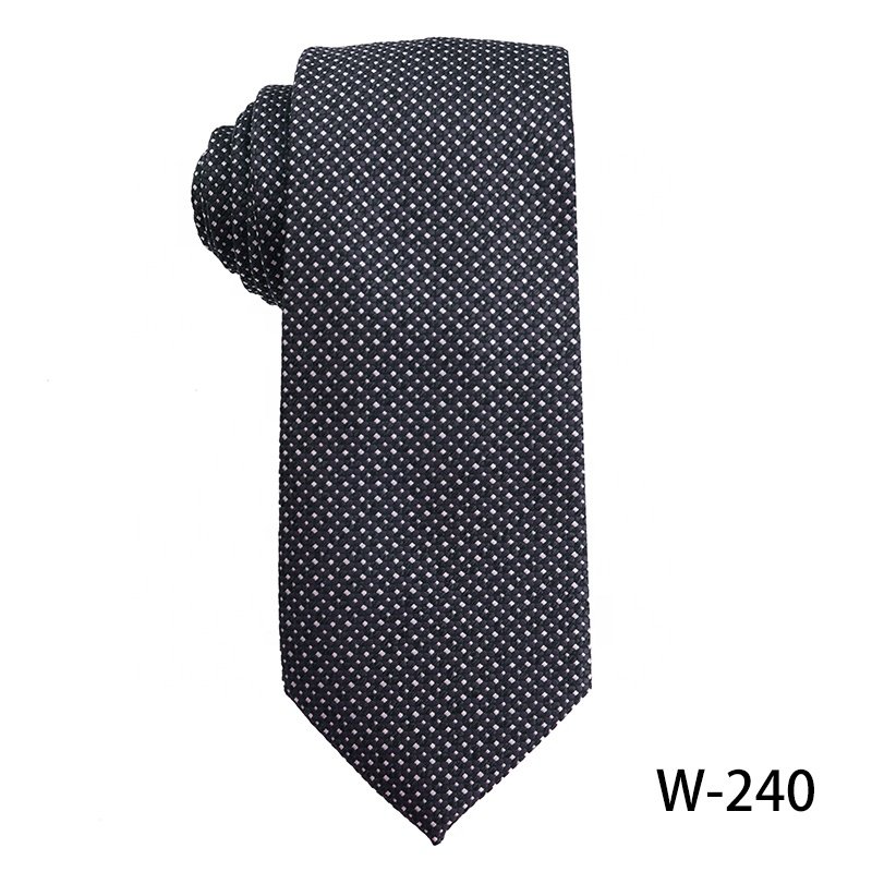 High quality fashionable navy blue and black ties for men, checkered ties, office gift, dot 100% polyester men's luxury ties