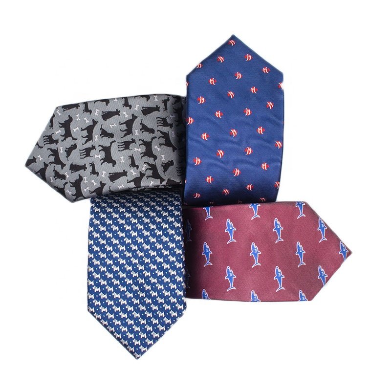 New Classy Printed Neckties Custom Logo Woven Polyester Men Business Neck Tie