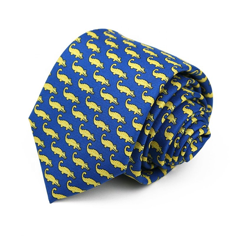 JASENSKY 100%Silk Polyester Handmade Animal Design Necktie Custom Pattern Printed Fashion Ties for Men