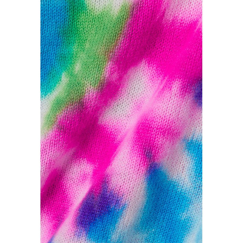 Custom OEM & ODM Women print Sweaters Long Sleeve tie-dyed knitwear V neck knit ladies Knitted sweater cardigan women