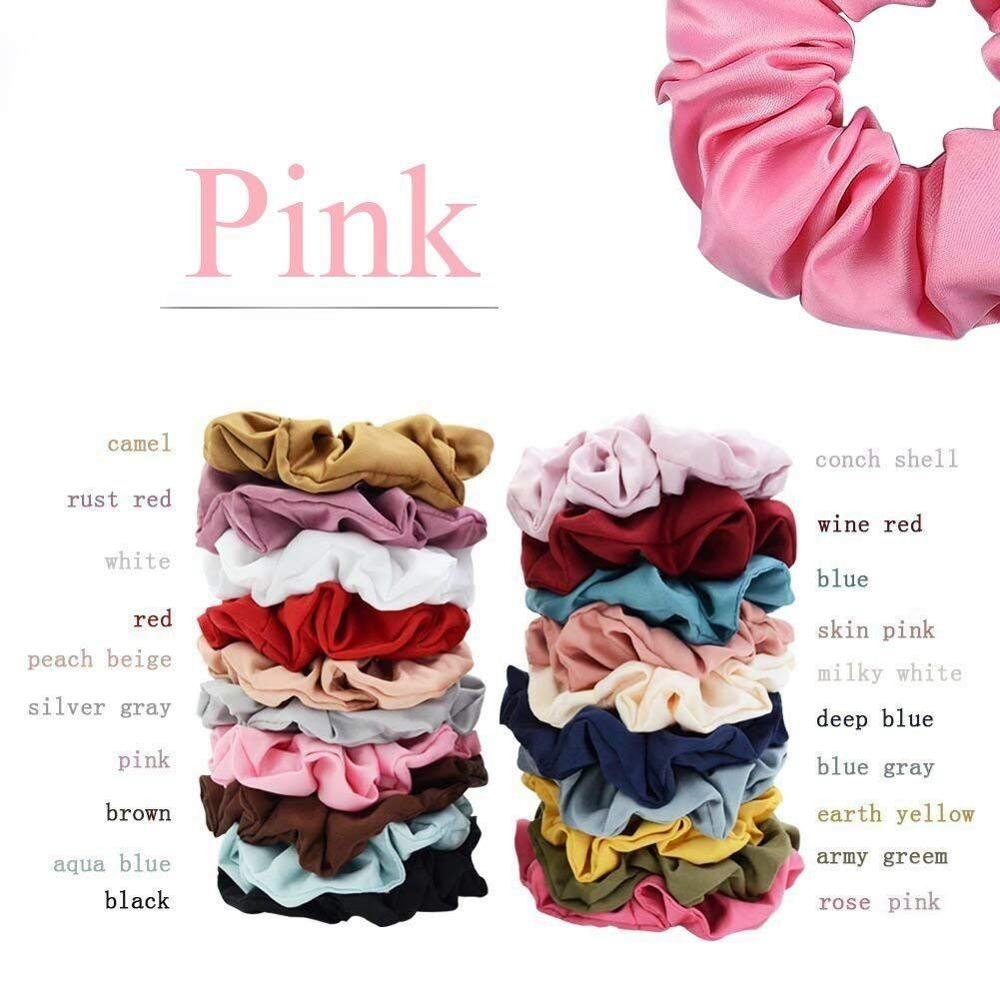 Custom High Quality Luxury Silk Satin Ponytail Hair Scrunchies Ties Elastic Hair Bands With Logo for Women Girls