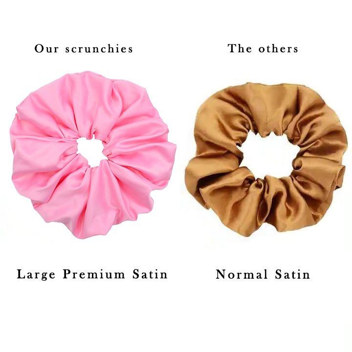 Custom High Quality Luxury Silk Satin Ponytail Hair Scrunchies Ties Elastic Hair Bands With Logo for Women Girls