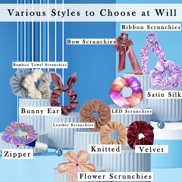 Custom High Quality Luxury Silk Satin Ponytail Hair Scrunchies Ties Elastic Hair Bands With Logo for Women Girls