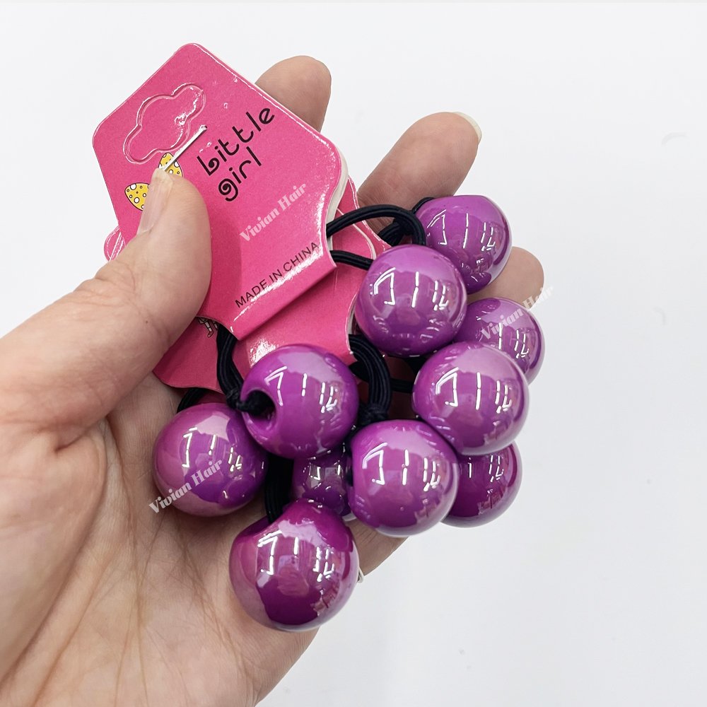 Vivian hair big bead ponytail knocker ball kids hair ties little girls large hair bobbles ball for kids ponytail elastic