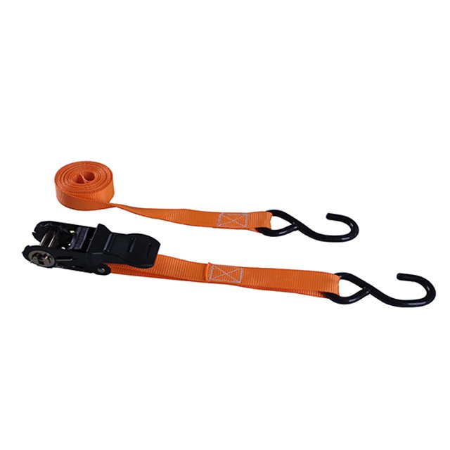strap 25mm 1500kg Orange Rubberized Buckle/S Hook Ratchet Tie Down Straps for Cargo Tie Down
