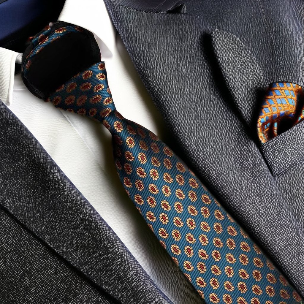 Men's Retro Casual Dress Tie with Zipper Business Style Made of Polyester for Gift
