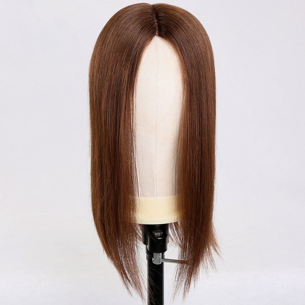 Human Hair 9x10 mono Silk Base Hair Silk Top with with Weft Back System Women Hair Topper 100% Unprocessed 14inch 1 PC