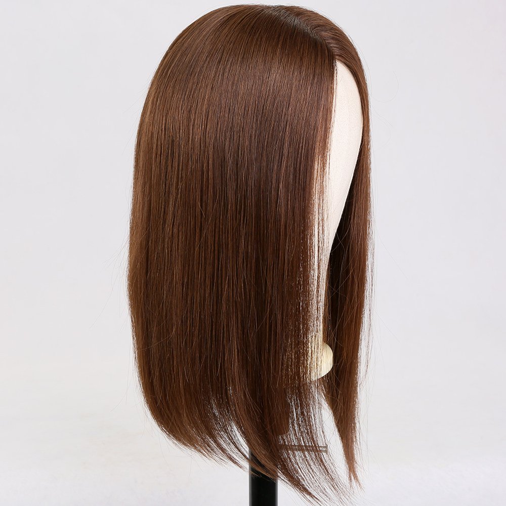 Human Hair 9x10 mono Silk Base Hair Silk Top with with Weft Back System Women Hair Topper 100% Unprocessed 14inch 1 PC