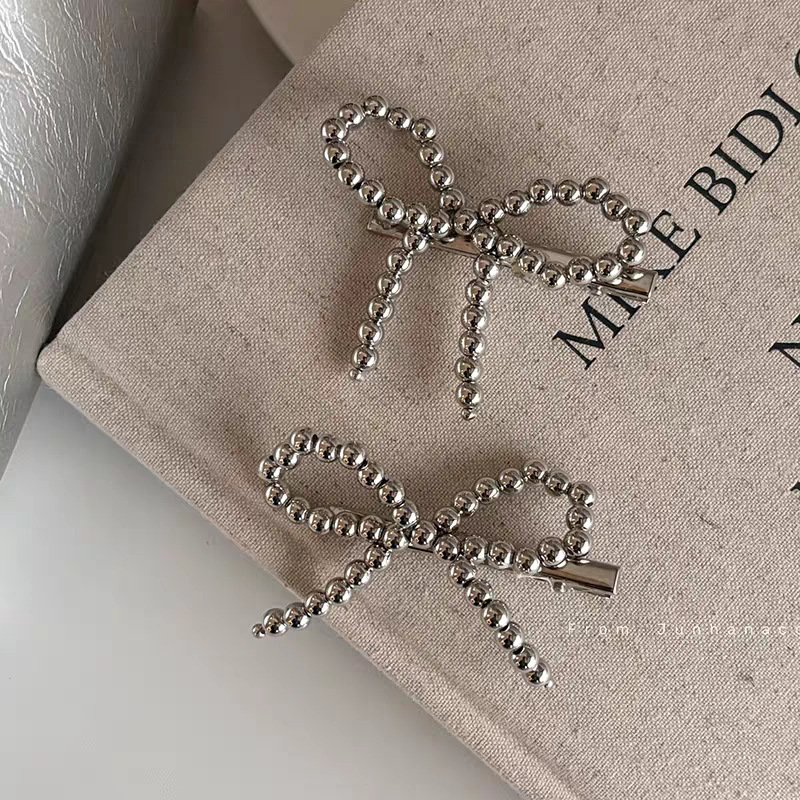 High quality bow hair tie pearl new design hair clips and hair band set women bow charms