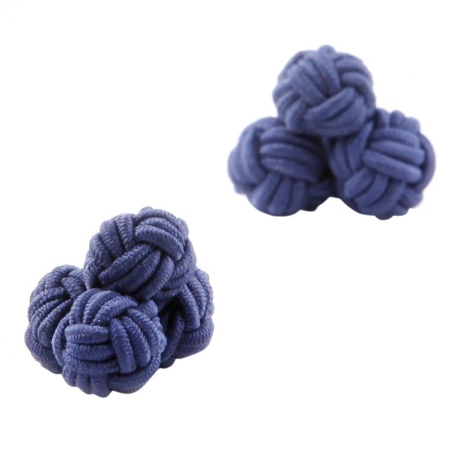 New Arrival Custom Navy Blue and Tonal Double Knot Cufflinks with Barrel Silk Knot Engagement and Party Cufflinks for Men Women
