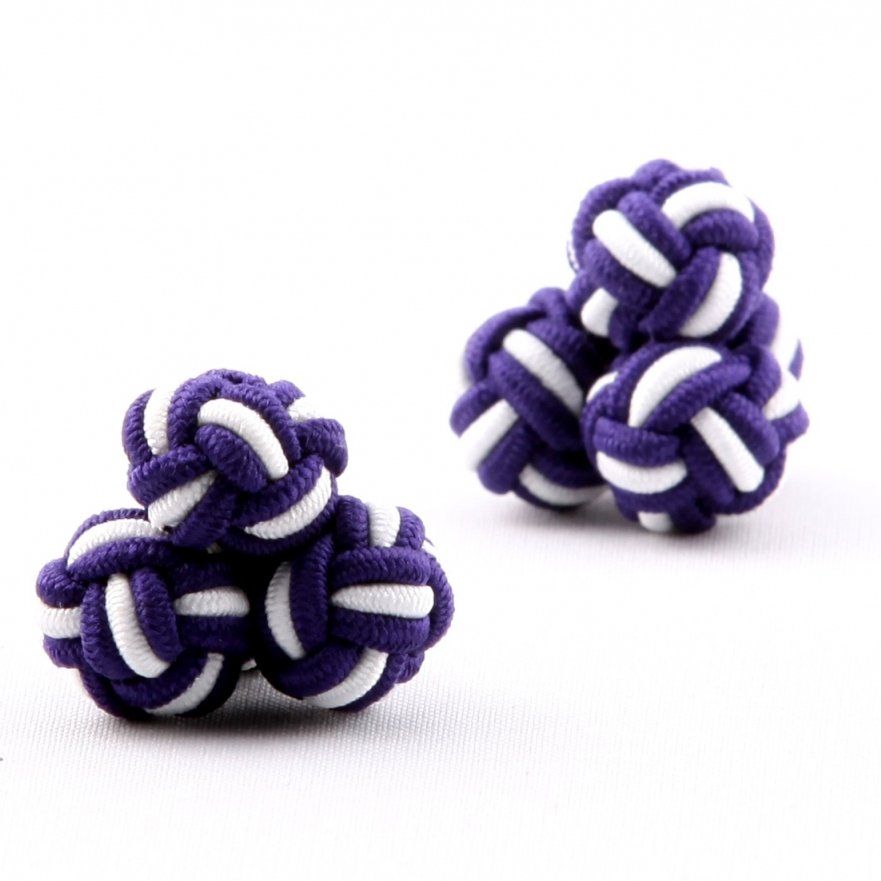 New Arrival Custom Navy Blue and Tonal Double Knot Cufflinks with Barrel Silk Knot Engagement and Party Cufflinks for Men Women