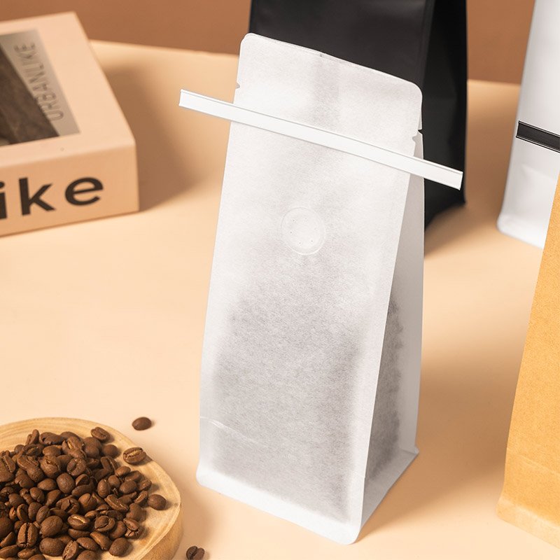 Custom printed tin tie coffee bags packaging aluminum foil cotton paper kraft coffee bean bag with valve