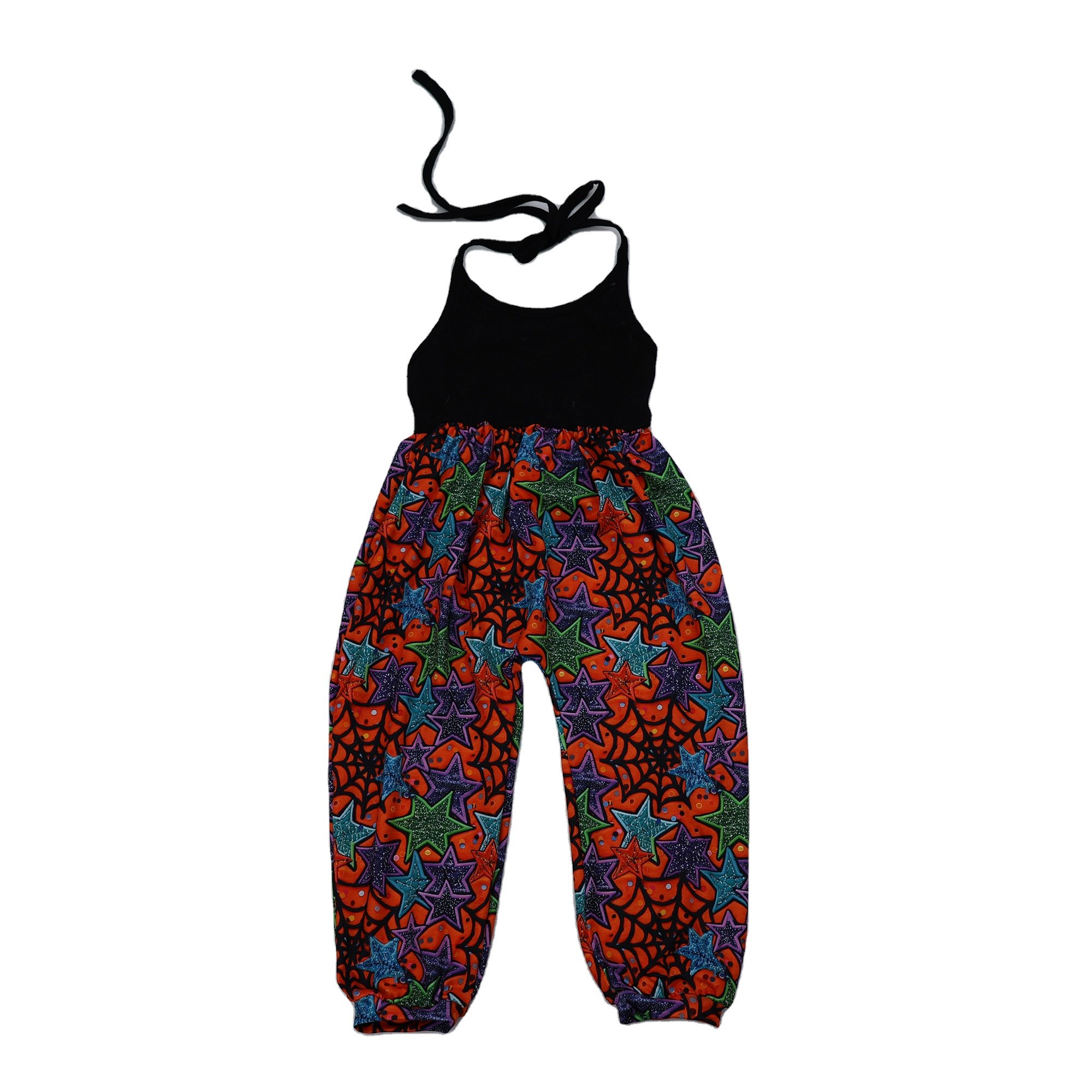 Qingli OEM Tie Dye Pattern Baby Romper Customized Sleeveless Halter Romper For Baby Girl